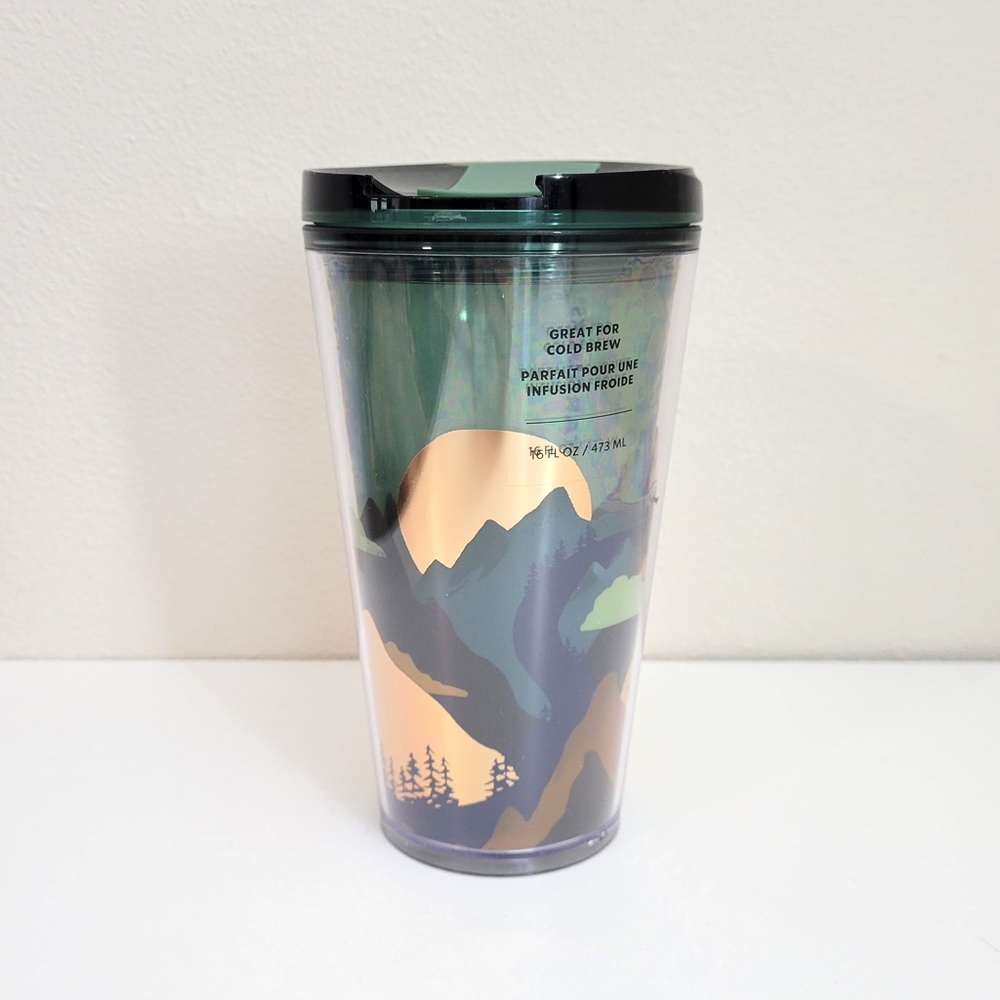 Starbucks Double Wall Plastic Tumbler 2022 Outdoor Adventure mountains foil moon